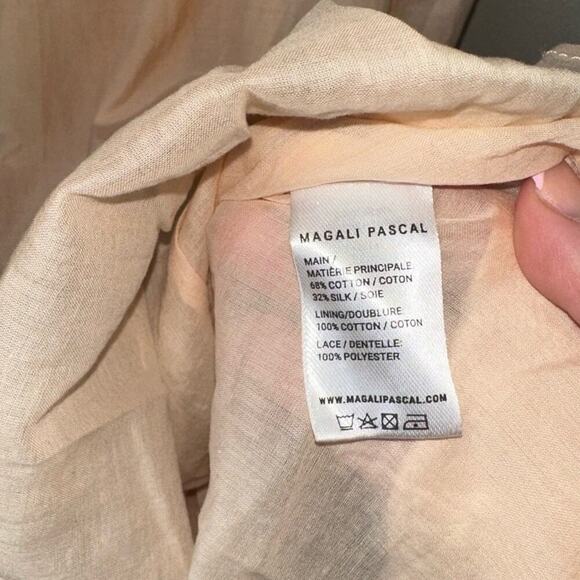 Magali Pascal Corinne Silk Blend Midi Dress Peach/Orange Ruffle Sleeve Small - Picture 6 of 9